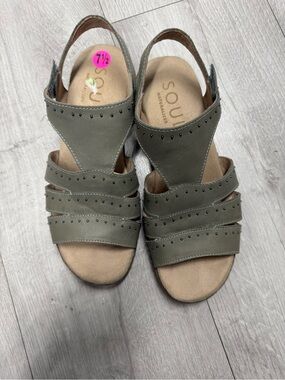 SOUL Naturalizer Olive Green Strappy Studded Slingback Sandals